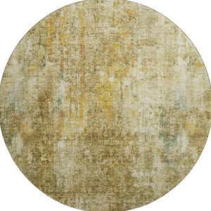 HomeRoots 8' Brown and Beige Abstract Washable Round Rug - Durable, UV Protected, Pet-Friendly Design for Homes 654751