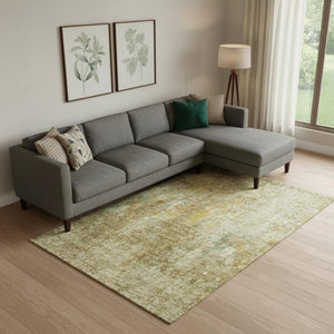 HomeRoots 9' X 12' Brown and Beige Abstract Area Rug - Stylish, Washable, UV Protected for Busy Homes & Pets 654753