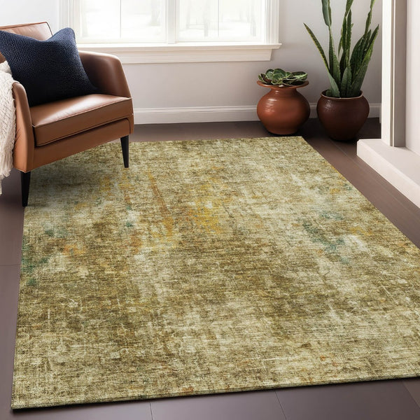 HomeRoots 9' X 12' Brown and Beige Abstract Area Rug - Stylish, Washable, UV Protected for Busy Homes & Pets 654753