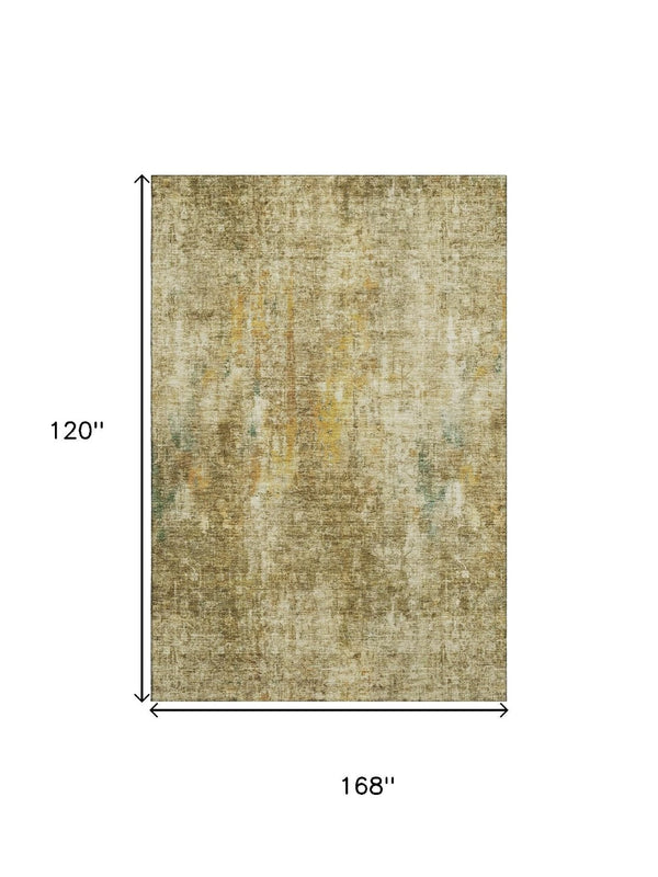 HomeRoots 10' X 14' Brown and Beige Washable Area Rug – Durable, Stain-Resistant, UV Protected for Modern Homes 654754