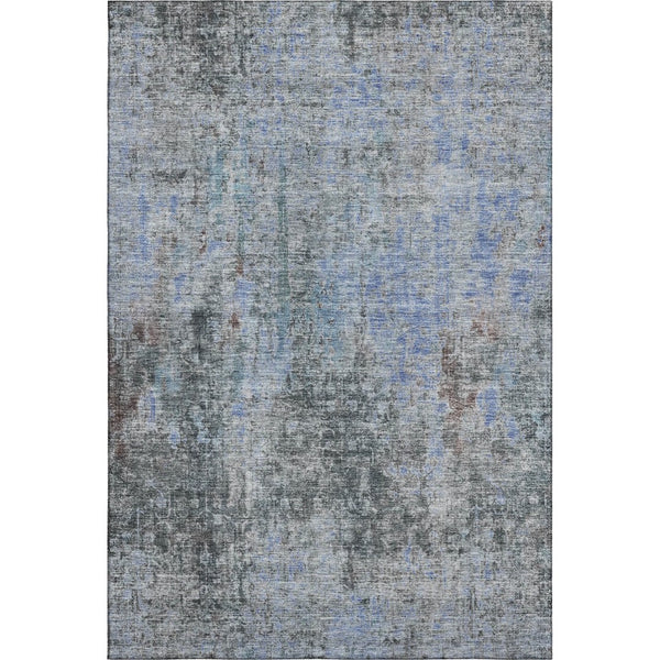 HomeRoots 5' X 8' Gray and Blue Abstract Area Rug – Washable, UV-Protected, Stylish, and Durable for Any Room 654756