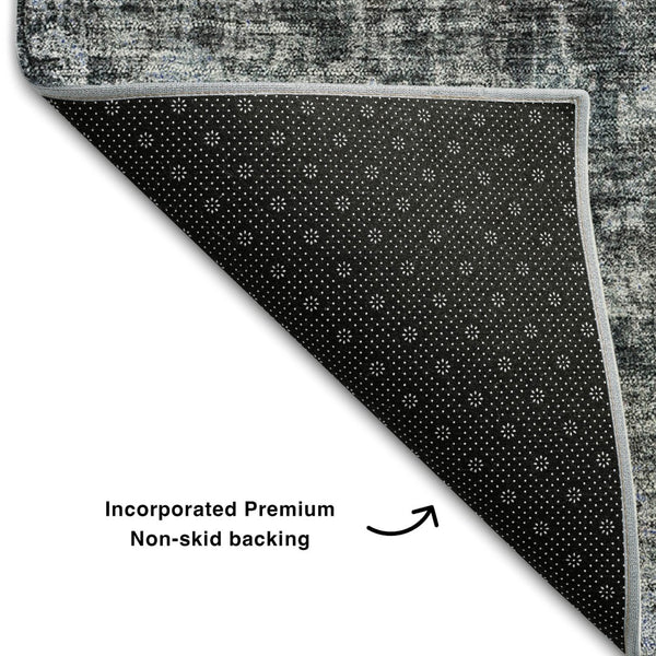 HomeRoots 5' X 8' Gray and Blue Abstract Area Rug – Washable, UV-Protected, Stylish, and Durable for Any Room 654756