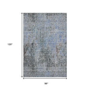 HomeRoots 8' X 10' Gray and Blue Abstract Area Rug - Durable, Washable, UV-Protected for Stylish Homes 654758