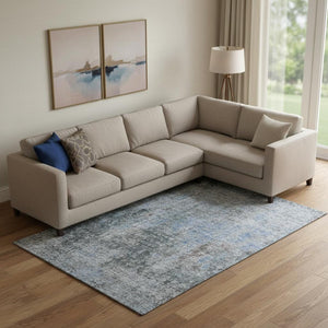 HomeRoots 10' Gray and Blue Abstract Washable Area Rug - Stylish, Durable, UV Protected for Modern Spaces 654760