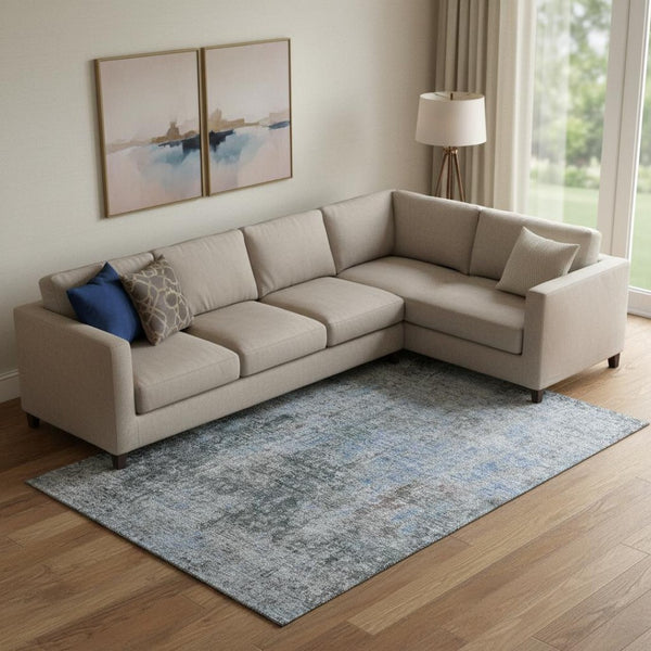 HomeRoots 10' Gray and Blue Abstract Washable Area Rug - Stylish, Durable, UV Protected for Modern Spaces 654760