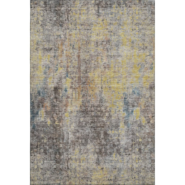 HomeRoots 8' X 10' Coffee and Gold Abstract Area Rug - Washable, Stain-Resistant, UV Protected for Busy Homes 654764