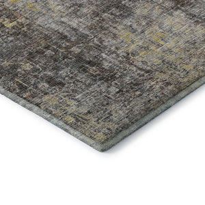 HomeRoots 8' X 10' Coffee and Gold Abstract Area Rug - Washable, Stain-Resistant, UV Protected for Busy Homes 654764