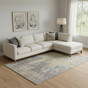 HomeRoots 8' X 10' Coffee and Gold Abstract Area Rug - Washable, Stain-Resistant, UV Protected for Busy Homes 654764