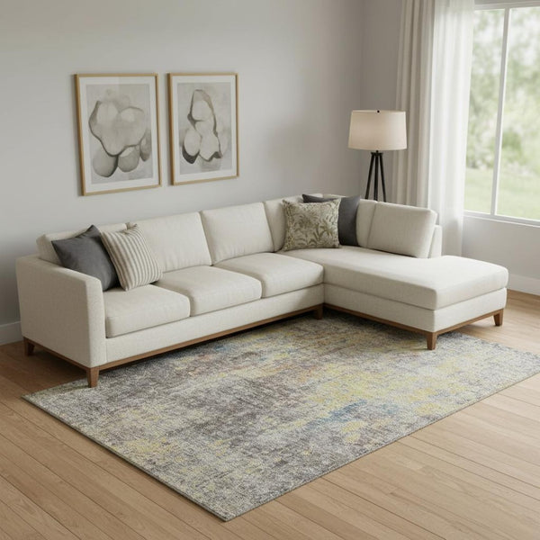 HomeRoots 8' X 10' Coffee and Gold Abstract Area Rug - Washable, Stain-Resistant, UV Protected for Busy Homes 654764
