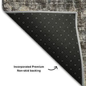 HomeRoots 9' X 12' Coffee and Gold Abstract Area Rug - Washable, UV Protected, Durable, Perfect for Busy Homes 654765