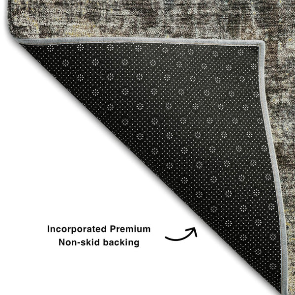 HomeRoots 9' X 12' Coffee and Gold Abstract Area Rug - Washable, UV Protected, Durable, Perfect for Busy Homes 654765