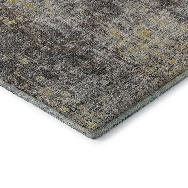 HomeRoots 9' X 12' Coffee and Gold Abstract Area Rug - Washable, UV Protected, Durable, Perfect for Busy Homes 654765