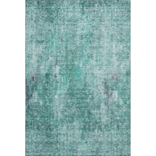HomeRoots 5' X 8' Teal and Ivory Abstract Area Rug - Washable, UV Protected, Durable for High Traffic Spaces 654768