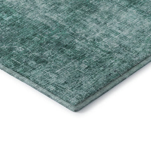 HomeRoots 8' Teal and Ivory Abstract Washable Round Rug - Durable, Stain-Resistant with UV Protection for All Spaces 654769