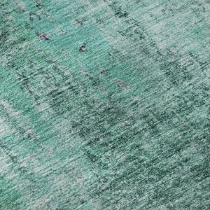 HomeRoots 8' Teal and Ivory Abstract Washable Round Rug - Durable, Stain-Resistant with UV Protection for All Spaces 654769