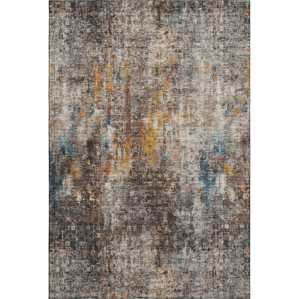 HomeRoots 5' X 8' Washable Taupe and Beige Abstract Area Rug with UV Protection for Modern Living Spaces 654774
