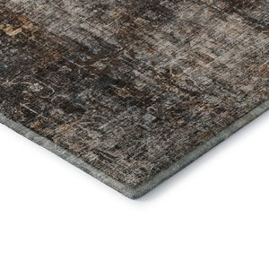 HomeRoots 8' Taupe and Beige Abstract Washable Round Rug – UV Protected, Stain Resistant, Durable Design! 654775
