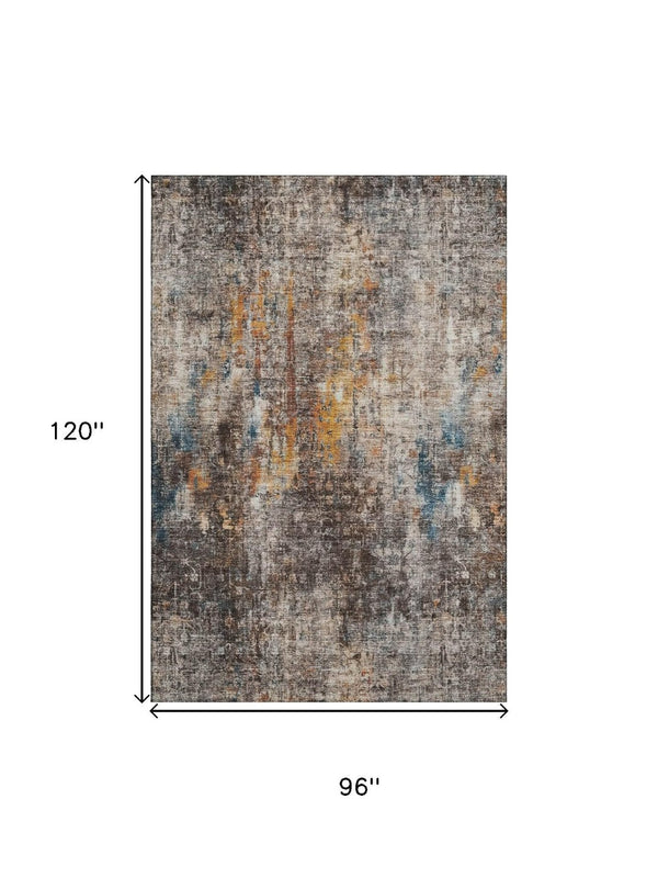 HomeRoots 8' X 10' Washable Taupe & Beige Abstract Area Rug with UV Protection for Stylish, Busy Homes 654776