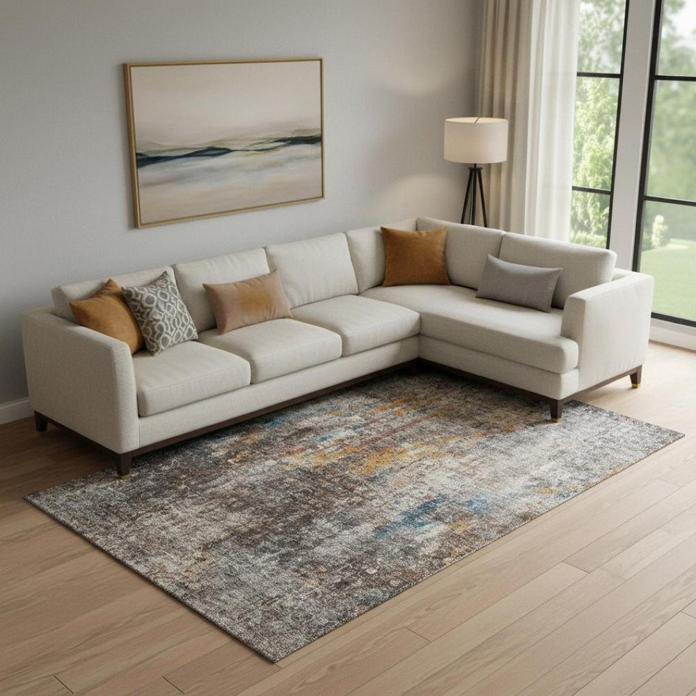 HomeRoots 8' X 10' Washable Taupe & Beige Abstract Area Rug with UV Protection for Stylish, Busy Homes 654776