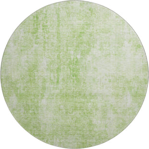 HomeRoots 8' Artichoke Green & Ivory Washable Round Area Rug with UV Protection for Busy Homes & Kids 654781