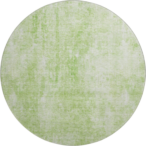 HomeRoots 8' Artichoke Green & Ivory Washable Round Area Rug with UV Protection for Busy Homes & Kids 654781
