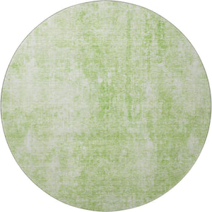 HomeRoots 8' Artichoke Green & Ivory Washable Round Area Rug with UV Protection for Busy Homes & Kids 654781