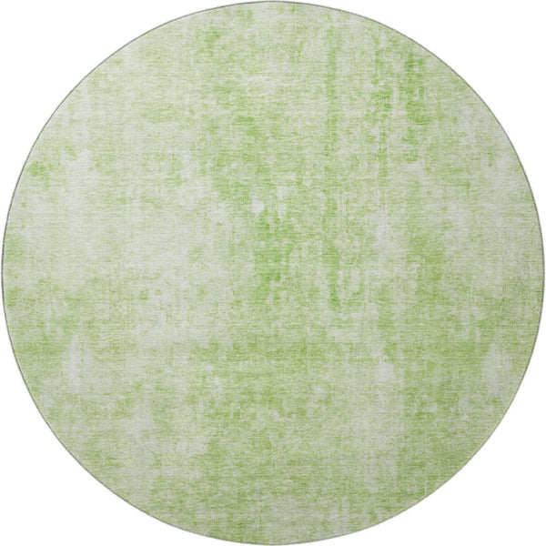 HomeRoots 8' Artichoke Green & Ivory Washable Round Area Rug with UV Protection for Busy Homes & Kids 654781