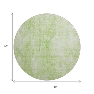 HomeRoots 8' Artichoke Green & Ivory Washable Round Area Rug with UV Protection for Busy Homes & Kids 654781