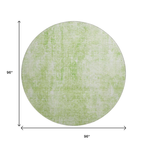HomeRoots 8' Artichoke Green & Ivory Washable Round Area Rug with UV Protection for Busy Homes & Kids 654781