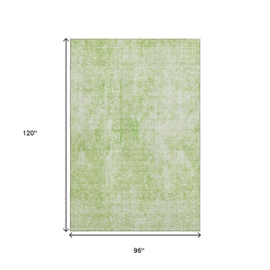 HomeRoots 8' X 10' Artichoke Green Abstract Area Rug - Washable, UV-Protected, Stain-Resistant for Family Spaces 654782