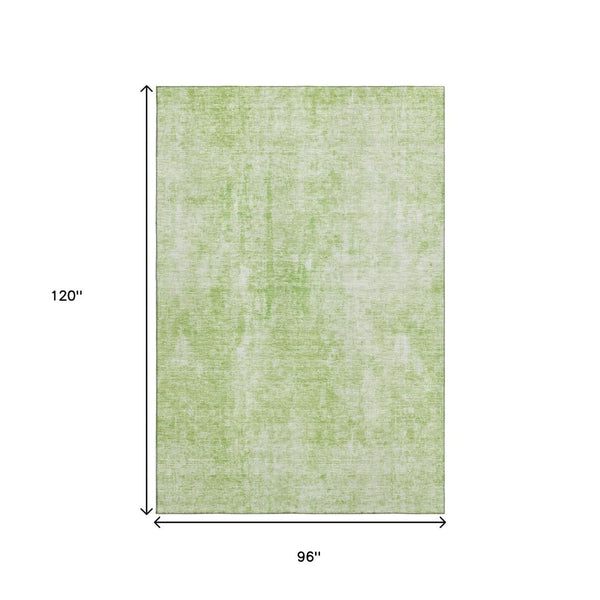 HomeRoots 8' X 10' Artichoke Green Abstract Area Rug - Washable, UV-Protected, Stain-Resistant for Family Spaces 654782