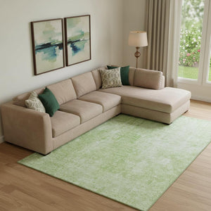 HomeRoots 8' X 10' Artichoke Green Abstract Area Rug - Washable, UV-Protected, Stain-Resistant for Family Spaces 654782