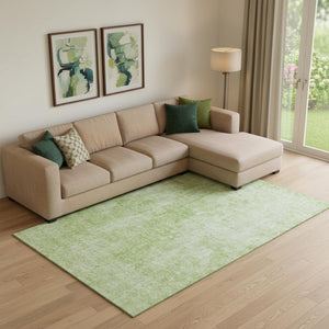 HomeRoots 9' X 12' Artichoke Green & Ivory Washable Area Rug with UV Protection - Durable, Stylish & Stain Resistant 654783