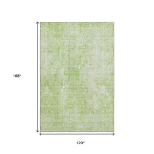 HomeRoots 10' Artichoke Green & Ivory Abstract Washable Area Rug - Durable, UV-Protected, Perfect for Busy Homes 654784