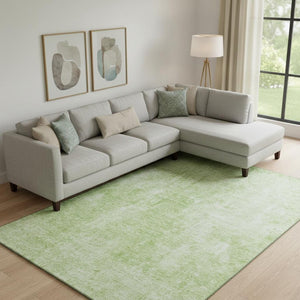 HomeRoots 10' Artichoke Green & Ivory Abstract Washable Area Rug - Durable, UV-Protected, Perfect for Busy Homes 654784