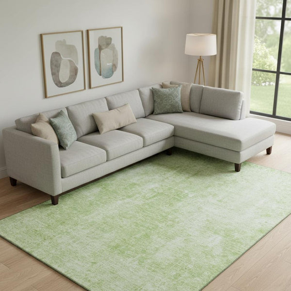HomeRoots 10' Artichoke Green & Ivory Abstract Washable Area Rug - Durable, UV-Protected, Perfect for Busy Homes 654784