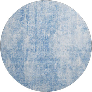 HomeRoots 8' Blue and Ivory Abstract Washable Round Rug - Modern Design, UV Protected, Stain Resistant & Durable 654787