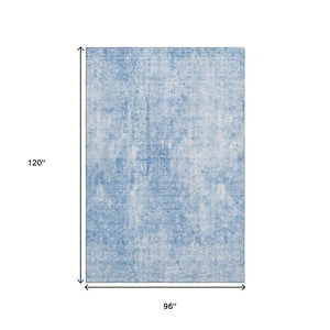 HomeRoots 8' X 10' Durable Blue and Ivory Abstract Area Rug – Washable, UV-Protected, Perfect for Kids & Pets! 654788