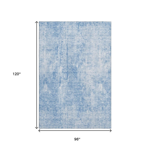 HomeRoots 8' X 10' Durable Blue and Ivory Abstract Area Rug – Washable, UV-Protected, Perfect for Kids & Pets! 654788