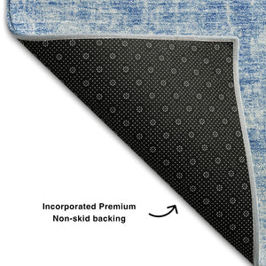 HomeRoots 10' X 14' Stylish Blue & Ivory Abstract Area Rug - Washable, UV Protected, Ideal for Busy Homes! 654790