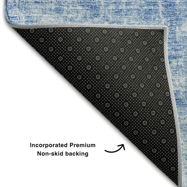 HomeRoots 10' X 14' Stylish Blue & Ivory Abstract Area Rug - Washable, UV Protected, Ideal for Busy Homes! 654790