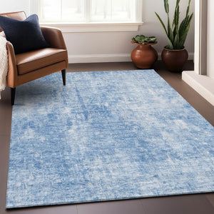 HomeRoots 10' X 14' Stylish Blue & Ivory Abstract Area Rug - Washable, UV Protected, Ideal for Busy Homes! 654790