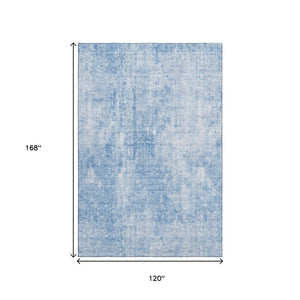 HomeRoots 10' X 14' Stylish Blue & Ivory Abstract Area Rug - Washable, UV Protected, Ideal for Busy Homes! 654790