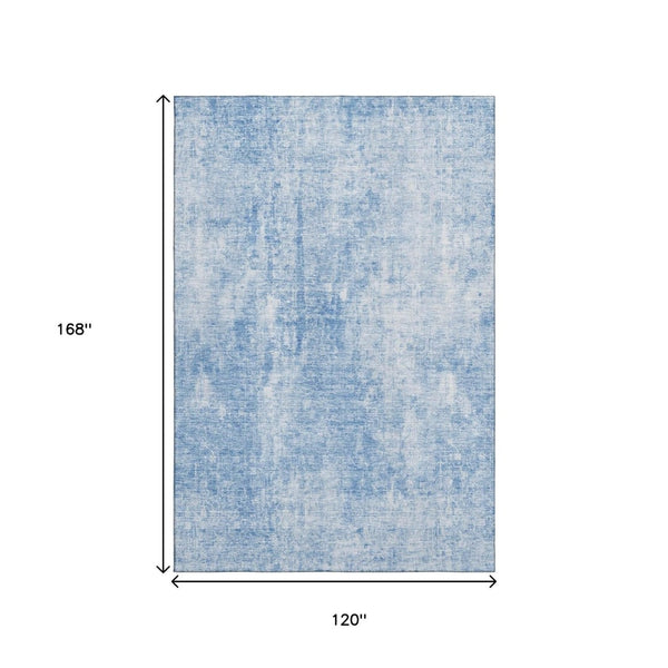 HomeRoots 10' X 14' Stylish Blue & Ivory Abstract Area Rug - Washable, UV Protected, Ideal for Busy Homes! 654790