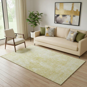 HomeRoots 5' X 8' Gold And Ivory Abstract Area Rug - Washable, Stain-Resistant, UV-Protected for Modern Homes 654792
