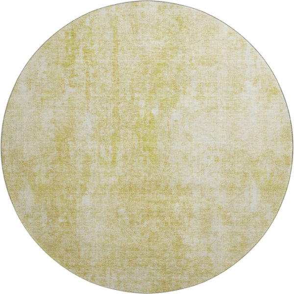 HomeRoots 8' Gold and Ivory Round Rug - Washable, Stain Resistant, UV Protected Design for Modern Homes 654793