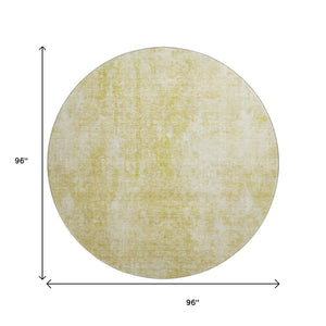 HomeRoots 8' Gold and Ivory Round Rug - Washable, Stain Resistant, UV Protected Design for Modern Homes 654793