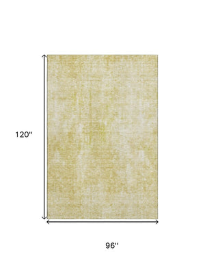 HomeRoots 8' X 10' Gold And Ivory Abstract Washable Area Rug - Stylish, Durable, UV Protection for Every Home 654794