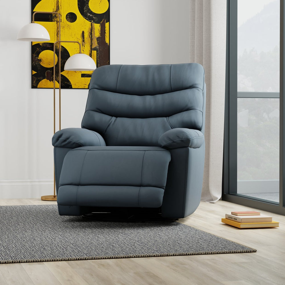 English Elm Global Home Swivel Glider Recliner In Oslo Sapphire - Plush Comfort, Durable Design For Every Space B339P333950