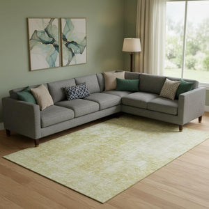 HomeRoots 9' X 12' Gold And Ivory Abstract Washable Area Rug – UV Protected, Stain-Resistant, Durable Design! 654795